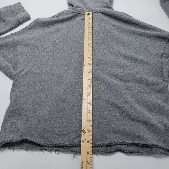 Hollister Cropped Hoodie Womens Small Gray Lace Up Casual Loungewear Pilates - Picture 5 of 14